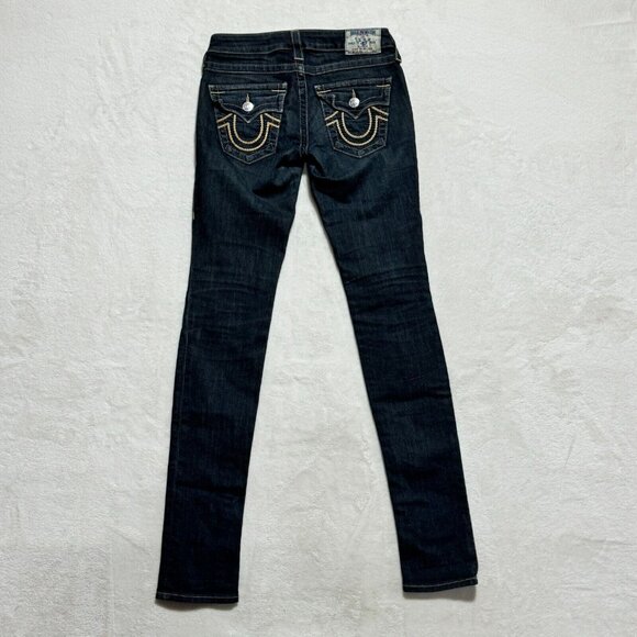 True Religion Jeans Skinny Straight Dark Wash Blue Denim Women's 25 - Picture 13 of 16